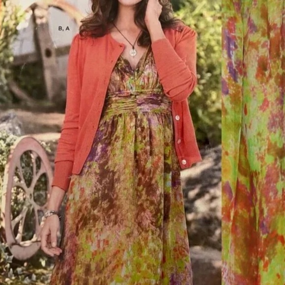 Sundance green floral silk sleeveless dress - Picture 2 of 10